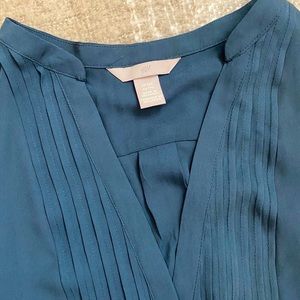 H&M Navy Pleated front blouse